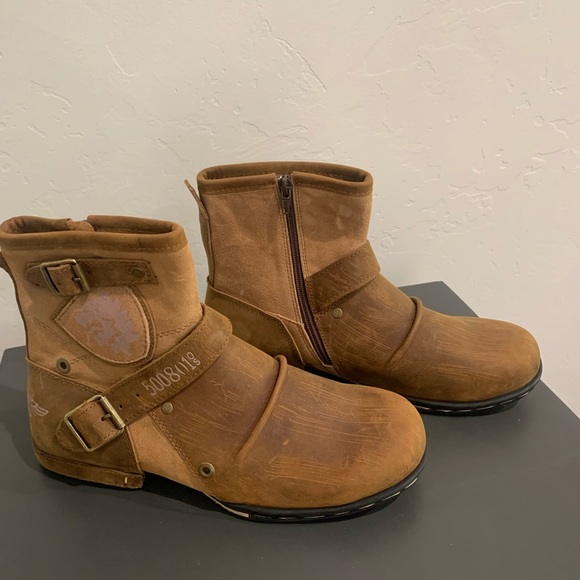 2020 OTTO ZONE Men's Genuine Leather Motorcycle Boots-Spring/Autumn/Beige - Picture 4 of 8